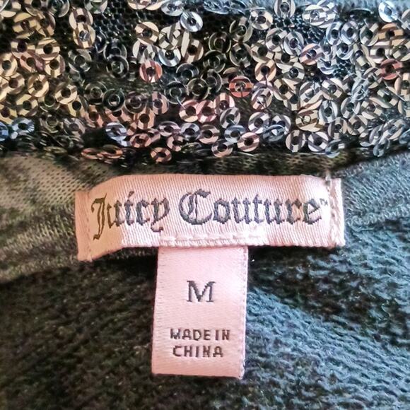 Juicy Couture Cardigan Sweater POCKETS Sz M Long Vest Sequins Modern CIty Vintag - Picture 14 of 15